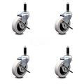Service Caster 3 Inch Thermoplastic Wheel 7/8 Inch Expanding Stem Caster with Brakes, 4PK SCC-EX05S310-TPRS-SLB-78-4